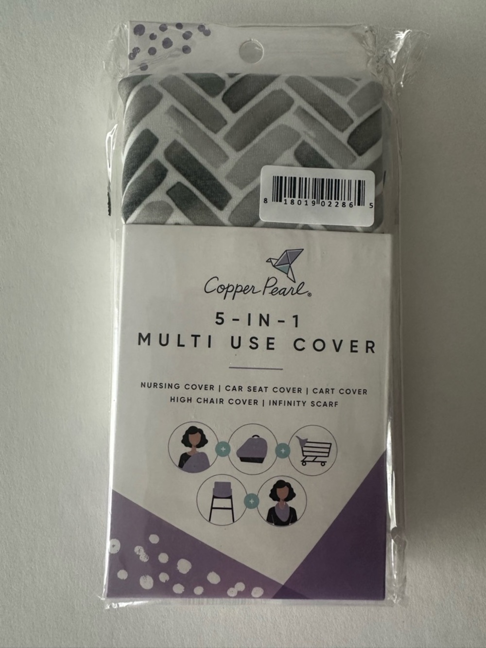 Copper Pearl 5-in-1 Multi Use Cover - Gray Chevron